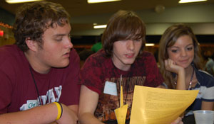 Seniors participate in an activity during Youth Leadership Day.